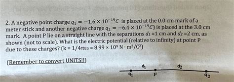 Solved 2 A Negative Point Charge Q1 1 61019C Is Placed Chegg