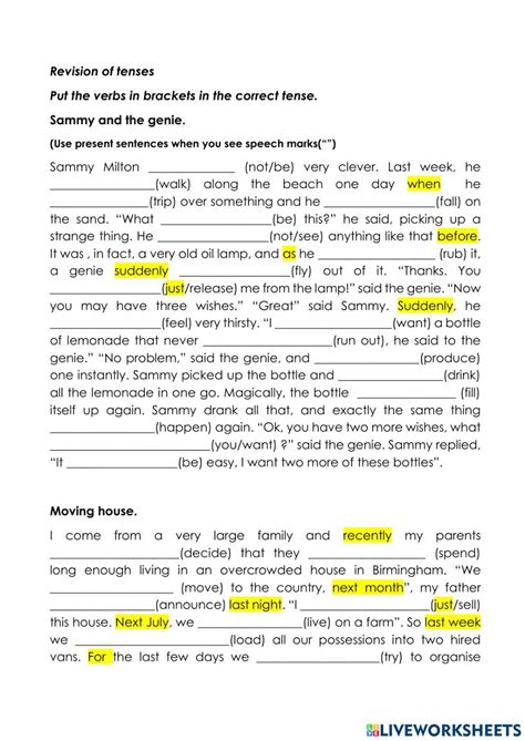 Mixed tenses online activity for Intermediate | Tenses, Past tense ...