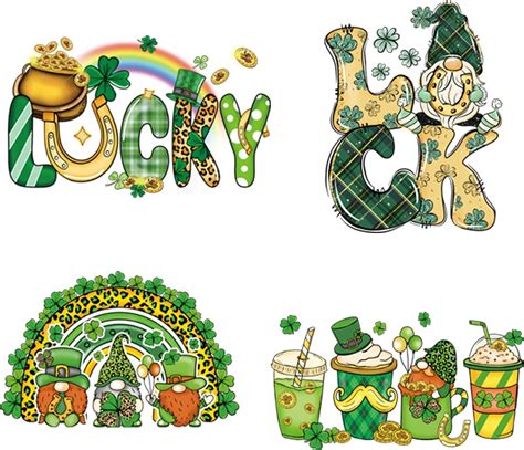 4pcs St Patrick’s Day Iron On Transfers Stickers St Patrick’s Day Iron On Decals For