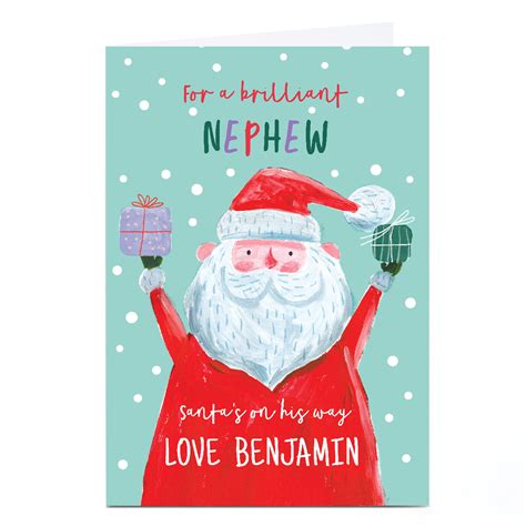 Buy Personalised Christmas Card Santa S On His Way Nephew For Gbp 1 79 Card Factory Uk