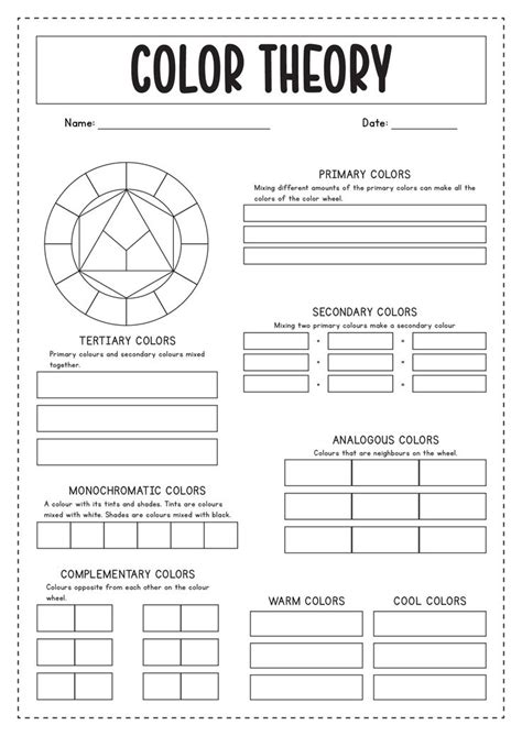 18 Color Theory Worksheets Printable Color Theory Worksheet Color