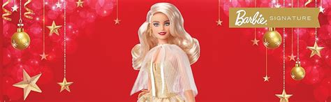 Amazon Barbie Signature Holiday Doll Blonde Hair Wearing Golden Gown Collectible
