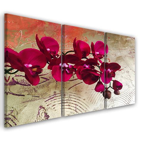 Leinwandbild 3 Teilig Orchidee Blumen Rosa Wall Art De