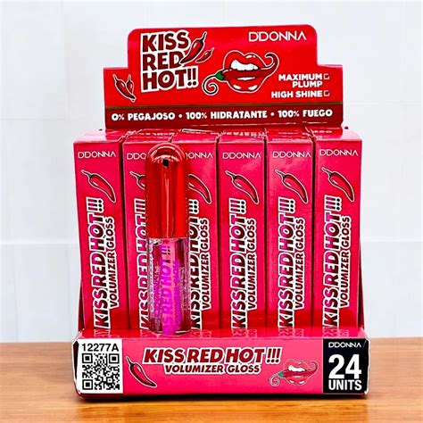 Display Of 24 0 98 For KISS RED HOT Lip Gloss D Donna