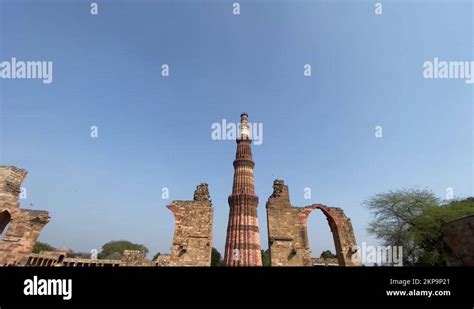 Qutub Minar Tower In New Delhi India Qutub Minar A Unesco World Heritage Stock Video Footage