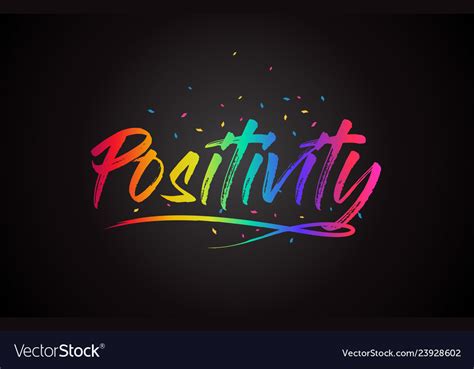 Positivity Word Text With Handwritten Rainbow Vector Image