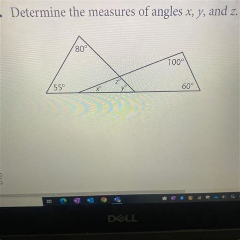 Determine The Measures Of Angles X Y And Z Brainly