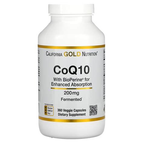 CoQ10 USP With Bioperine 200 Mg 360 Veggie Capsules California Gold