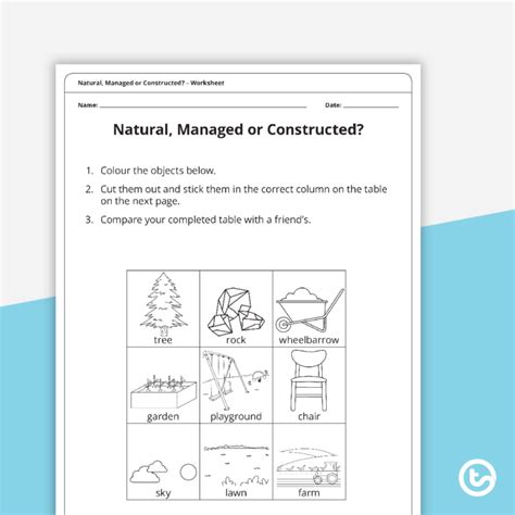 Natural Managed Or Constructed Worksheet Teaching Db Excel