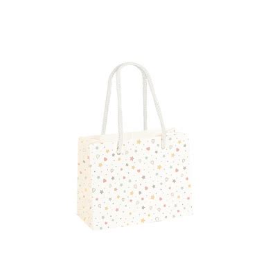 Sacs Papier Mat Blanc Toiles Coeurs Multicolores X X H