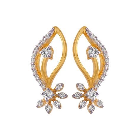 Pc Chandra Jewellers 22kt Yellow Gold And American Diamond Stud