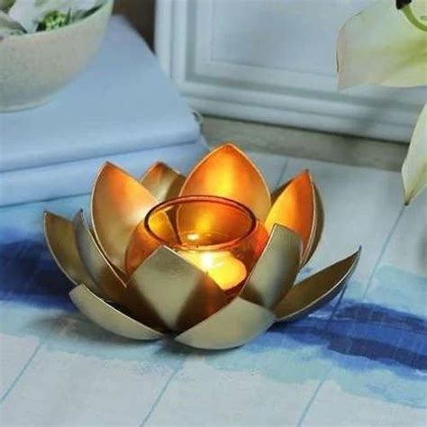 Golden Brass And Metal Antique T Votive Lotus Candle Holder At Rs 200piece Odhav Ahmedabad