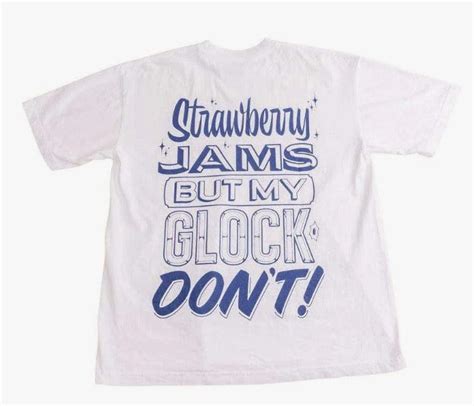 Strawberry "Strawberry Jams But My Glock Don't" Tee - White/Blue ...