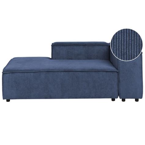 Chaise Longue Moderna Patas Negras Tapicería De Pana Derecho Azul