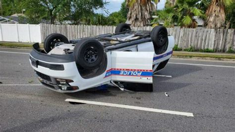 Photos Police Car Flips Over After Chase In Daytona Beach