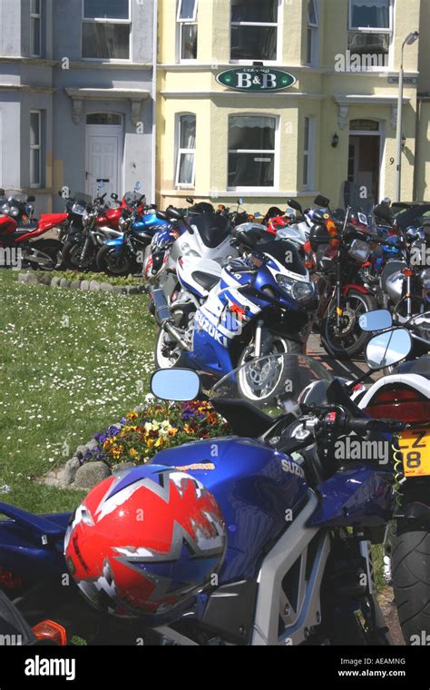 Motorcycles Parked In Town Of Portstewart For North West 200 Races