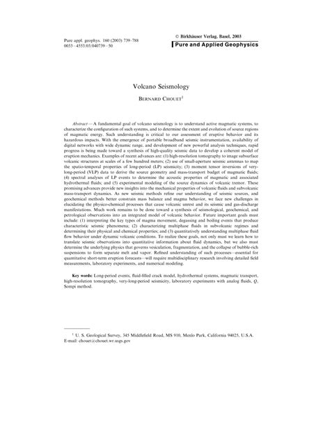 (PDF) Volcano Seismology