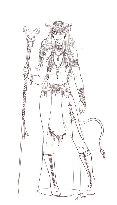 Free Lineart Tiefling Warlock By Yako On Deviantart