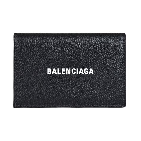 Balenciaga巴黎世家 字母logo荔枝紋小牛皮2卡釦式卡片夾黑 歐系精品包配件 Yahoo奇摩購物中心