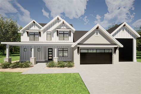 2 Story Modern Farmhouse Plan With RV Garage 580056DFT