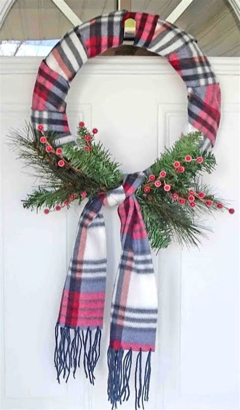 Diy Dollar Store Christmas Wreaths Scraf Wreath Christmas Wreaths