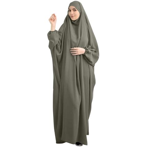 Genema Women Muslim One Piece Prayer Dress Full Cover Hooded Islamic