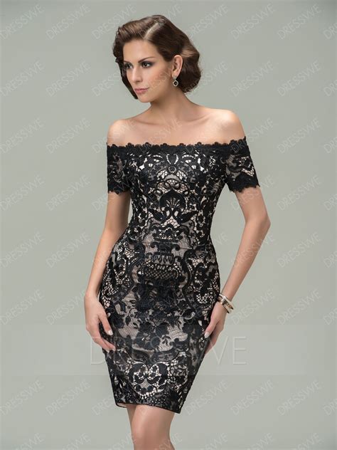 Sheath Off The Shoulder Lace Short Cocktail Dress Cocktail Dress Lace Short Black Cocktail