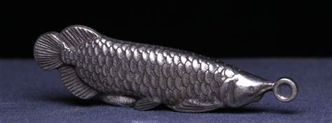 Cm Silber Ware Fengshui Arowana Fisch Tier Statue Amulett Anh Nger Ebay