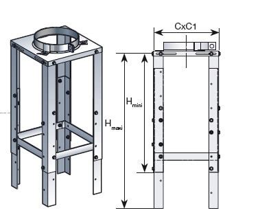 Support au sol réglable Therminox TI ZI TR ZR Poujoulat Conduit