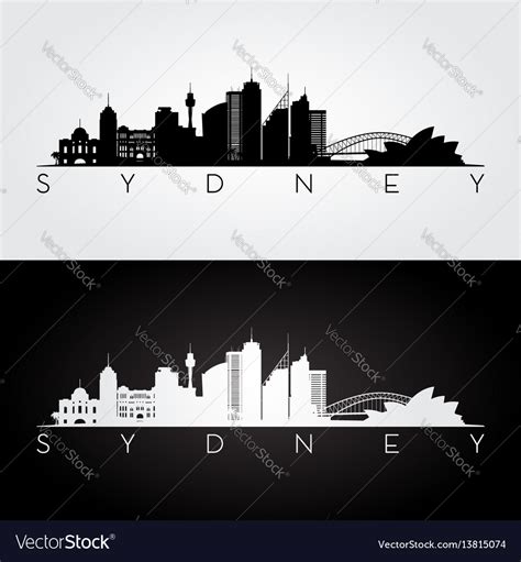 Sydney Skyline And Landmarks Silhouette Royalty Free Vector