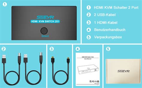 Sgeyr Brancher Pc Sur Ecran Multiprise Hdmi Pour Tv Kvm