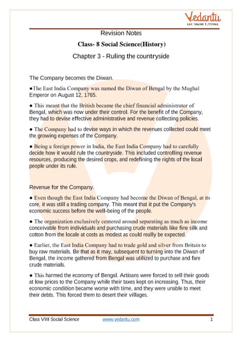 Ruling The Countryside Class 8 Notes Cbse History Chapter 3 [pdf]