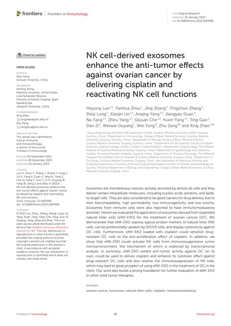 Pdf Nk Cell Derived Exosomes Enhance The Anti Tumor Effects Against