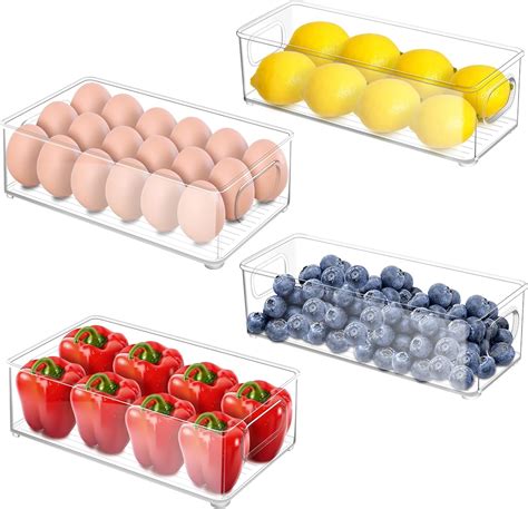 Fridge Storage Organiser Set Of 4 Refrigerator Storage Box With Handle