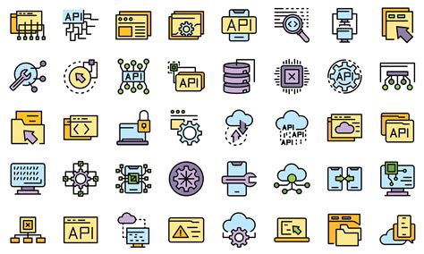 API icons set line color vector 8529363 Vector Art at Vecteezy