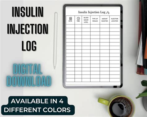 Insulin Log Insulin Injection Log Insulin Tracker Instant Download