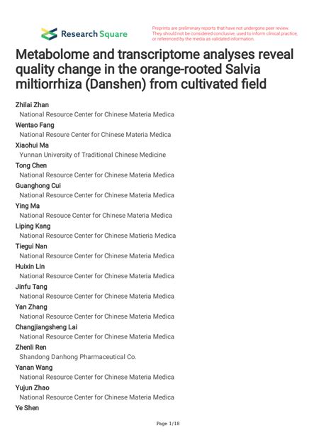 PDF Metabolome And Transcriptome Analyses Reveal Quality Change In