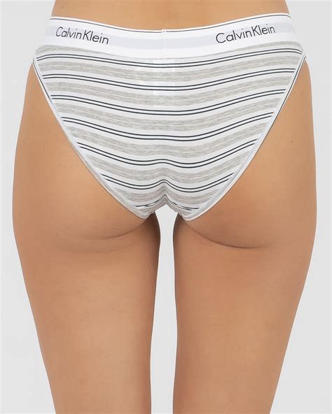 Shop Calvin Klein Cotton Bikini Brief In Modern Stripe Fast Shipping