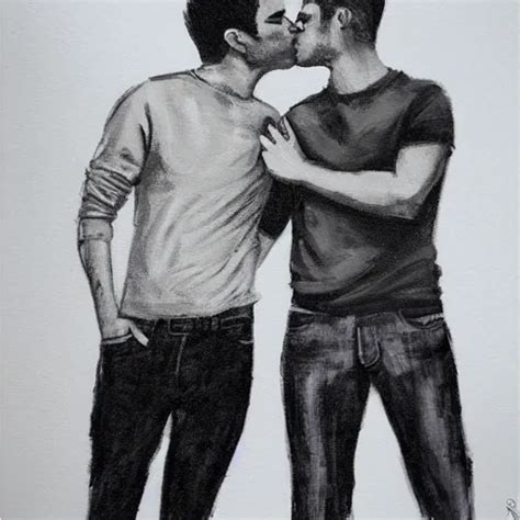 Zachary Quinto Kissing Chris Pine Tumblr Painting Stable Diffusion