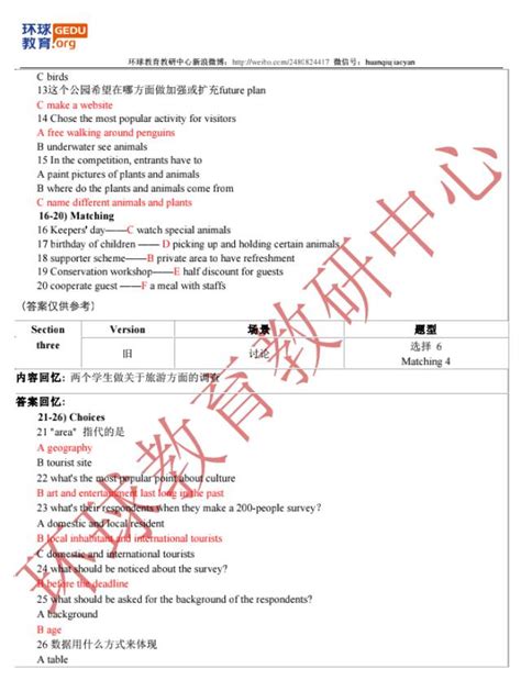 2017年11月4日雅思听力机经回忆及答案 环球教育官网