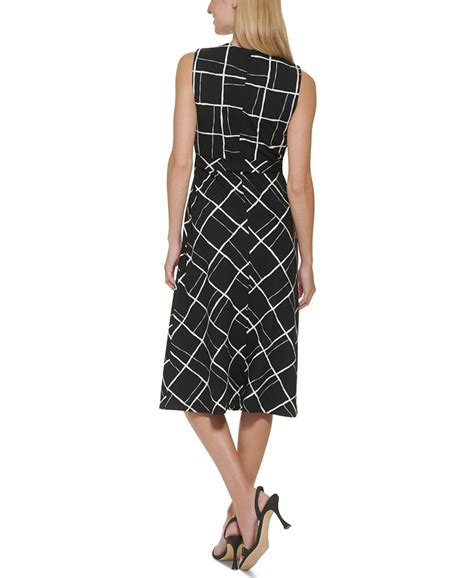 Calvin Klein V Neck Scuba Crepe A Line Dress Macys