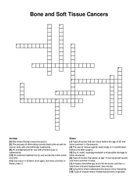 Bone And Soft Tissue Cancers Crossword Puzzle