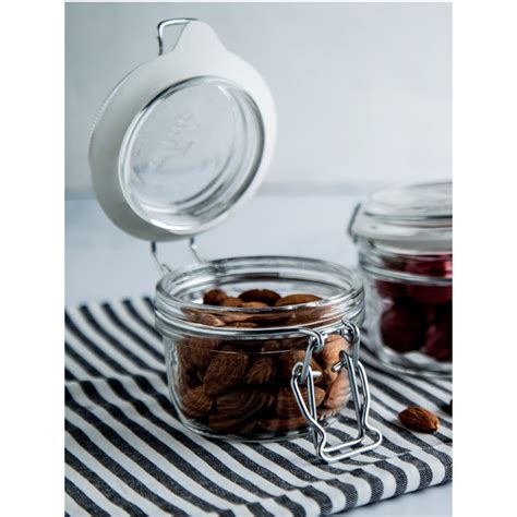 Buy Bormioli Rocco Fido 125ml Glass Jar With Clear Glass Lid And Rubber Gasket Set Of 3 Online