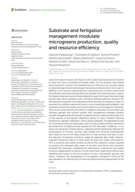 PDF Substrate And Fertigation Management Modulate Microgreens