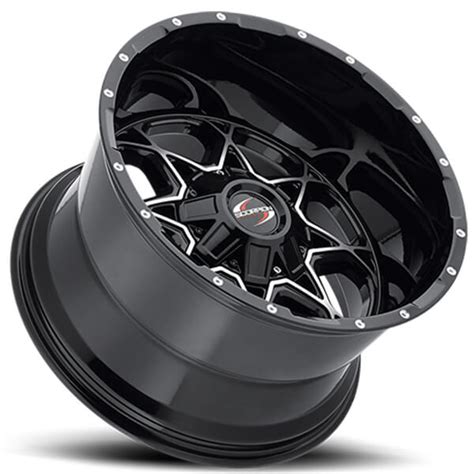 20 Scorpion Wheels SC 10 Black Machined Off Road Rims SC001 3