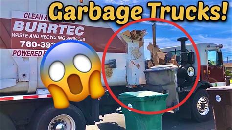 Burrtec Garbage Trucks In Action Collecting Trash And Recycle Youtube