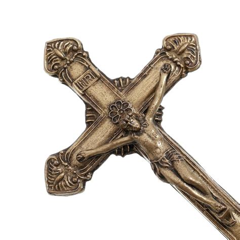 Crucifixo Em Metal Ouro Velho Cm Lirio Do Vale Artigos Religiosos