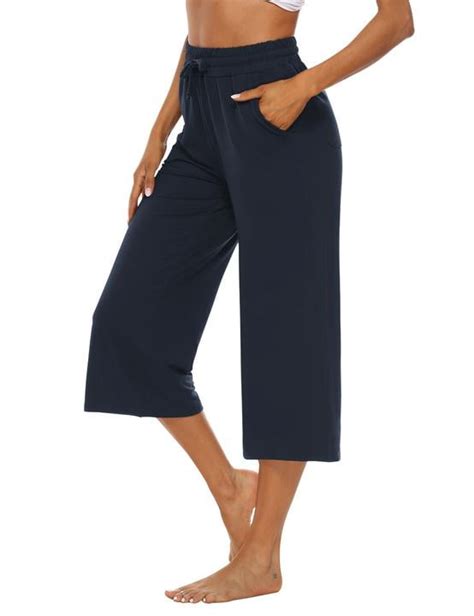 Sarin Mathews Capris For Women Comfy Drawstring Wide Leg Capri Pants