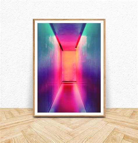 Neon Wall Art, Digital Download, Instant Art Print, Bright Pink Blue Purple Abstract Printable ...