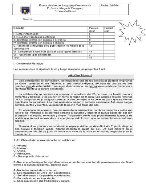 Pdf Prueba De Nivel De Octavo Dokumen Tips